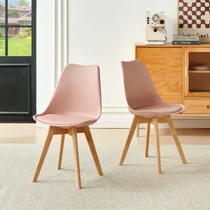 Nero Upholstered Dining Chair (Set of 2) Pink / Oak