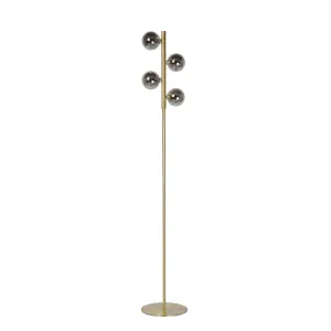 Lucide Tycho Retro Floor Lamp - 4xG9 - Matt Gold, Brass