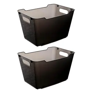 Keeeper Set of 2 Storage Box 12L Textured Surface - Dark Grey