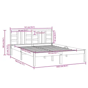 Berkfield Bed Frame White Solid Wood 135x190 cm 4FT6 Double