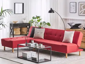 Right-Hand Corner Sofa ALSTEN Red Fabric Right Hand