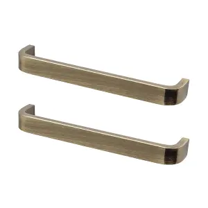 DecorAndDecor - SABLE Antique Brass D-Shape Flat Kitchen Door Cabinet Cupboard Pull Handles - 160mm - Pair