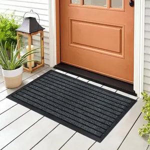 Kinadee Indoor/ Outdoor Non Slip Hallway Door Mat Grey / Rectangle 40 x 60cm