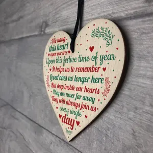 Red Ocean Wooden Heart Christmas Tree Memorial Decoration For Mum Nan Dad Grandad Plaque Gift