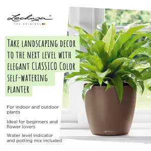 LECHUZA CLASSICO Color (Dia) 28cm Slate Grey Plastic Self-watering Planter with Substrate and Water Level Indicator D28 H26 cm