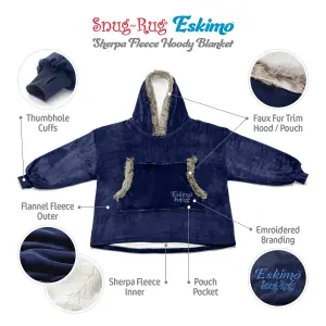 Snug Rug Eskimo - Navy Blue Wearable Blanket Oversized Hoodie Blankets for Adults Hooded