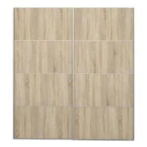 Verona Sliding Wardrobe 180cm in White with Oak Doors with 5 Shelves