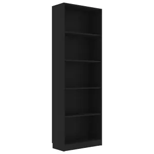 Berkfield 5-Tier Book Cabinet Black 60x24x175 cm Engineered Wood