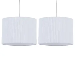 First Choice Lighting Set of 2 White Pleated 30cm Pendant Lightshades