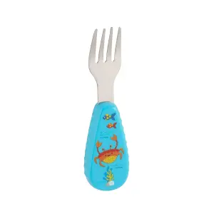 Kids Cutlery Set Stainless Steel Sea Life Themed Silicone Handle Fork & Spoon