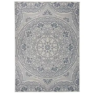 Outdoor Flatweave Rug 200x280 cm Blue Pattern