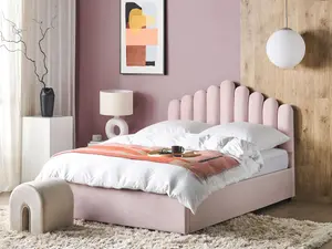 Velvet EU King Size Ottoman Bed Pink VINCENNES