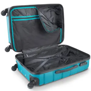 VonHaus Suitcase Set, Teal 3pc Wheeled Luggage, ABS Plastic Carry On or Check in Travel Case, Hard Shell with 4 Spinner Wheels