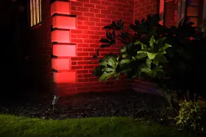 Auraglow Deep Recessed GU10 Holder IP54 Garden Spike Light - RED - Four Pack