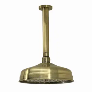 ENKI Antique Brass Traditional Ceiling Fixed Brass Shower Head & Arm 200mm