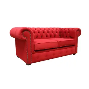 Chesterfield Handmade 2 Seater Sofa Cantare Cherry Red Easy Clean Fabric In Classic Style