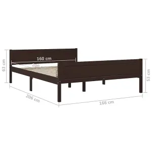 Berkfield Bed Frame Solid Pinewood Dark Brown 160x200 cm