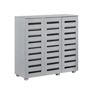 Euston Modern Light Grey 3 Door 5 Tier Shoe Cabinet