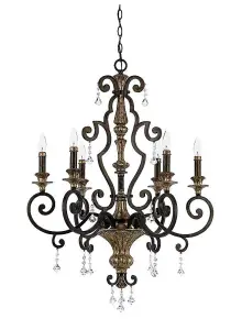 Elstead Marquette 6 Light Chandelier Antique Bronze Finish, E14