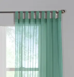 Home Curtains Voile Tab Top Panels 59w x 48d" (149x122cm) Green (PAIR)