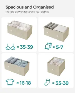 SONGMICS Drawer Chest, Cloth 5-Drawer Storage Organizer, Dresser, for Lounge, Passage, Baby Room, Camel Yellow and Cream White