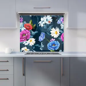 Poppy Flowers With Chamomile Premium Glass Kitchen Splashback W600mm x H650mm