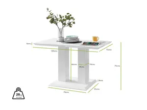 Furniturebox UK 4 Seater Dining Set - Imperia White High Gloss Dining Table and Chairs - 4 Elephant Grey Corona Gold Chairs