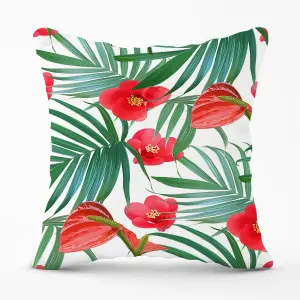 Tropical Flowers And Palm Leaves Hawaiian Cushions 60cm x 60cm