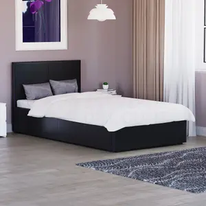 Vida Designs Lisbon Black 3ft Single Ottoman Faux Leather Bed Frame