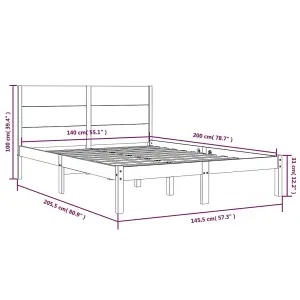 Berkfield Bed Frame White Solid Wood Pine 140x200 cm