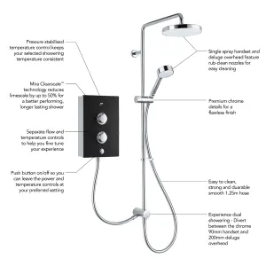 Mira Decor Dual Black onyx Manual Electric Shower, 10.8kW