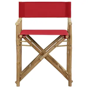 Berkfield Folding Director's Chairs 2 pcs Red Bamboo and Fabric