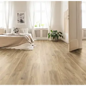 PACK OF 10 (Total 10 Units) - Medium Oak 12mm Thick Laminate Flooring (14.8m2 Coverage)