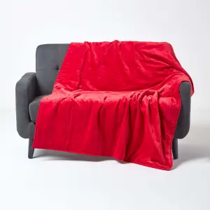 Homescapes Red Velvet Quilted Throw, 150 x 200 cm