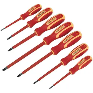 7 PACK VDE Screwdriver Set - 1000V Shock Proof Insulated Shafts Slotted Phillips