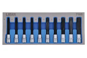 Laser Tools 7163 10pc Long Hex Socket Bit Set 3/8" Drive