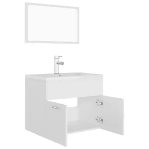 Berkfield Bathroom Furniture Set White Engineered Wood