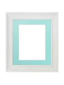 Scandi Limed White Frame with Blue Mount for Image Size 16 x 12 Inch