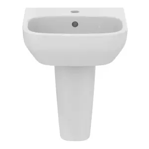 Ideal Standard i.life S Gloss White Rectangular Wall-mounted Semi-pedestal Basin (H)48.5cm (W)50cm