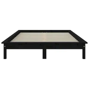 Berkfield Bed Frame Black 200x200 cm Solid Wood Pine