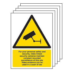 5x CCTV FOR YOUR SAFETY Security Sign - 1mm Rigid Plastic - 150x200mm