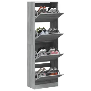 Shoe Cabinet with 4 Flip-Drawers Grey Sonoma 60x34x187.5 cm