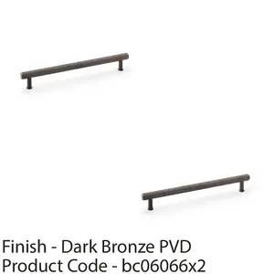 2 PACK - Reeded T Bar Pull Handle - Dark Bronze 224mm Centres SOLID BRASS Drawer Lined