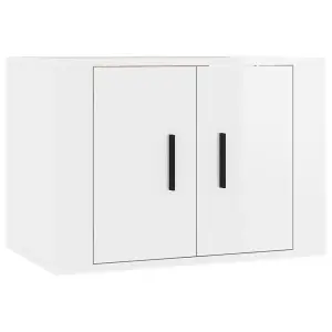 Berkfield 2 Piece TV Cabinet Set High Gloss White Engineered Wood