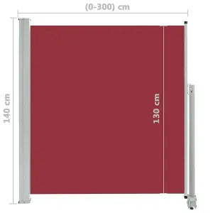 Berkfield Patio Retractable Side Awning 140 x 300 cm Red