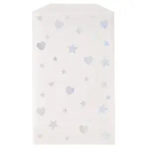 Unique Party Stars & Hearts Treat Bag (Pack of 8) Grey/White (One Size)