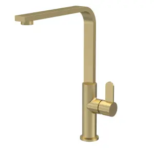 Kitchen Mono Mixer Tap with 1 Lever Handle, 302mm - Brushed Brass