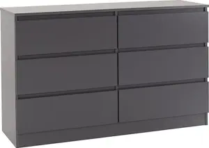 Malvern 6 Drawer Chest Grey Recessed Handles Metal Runners