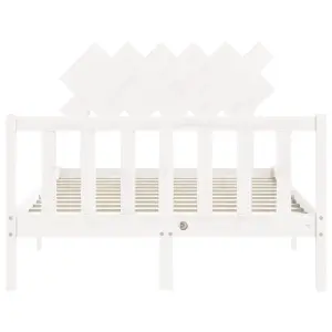 Berkfield Bed Frame with Headboard White Small Double Solid Wood