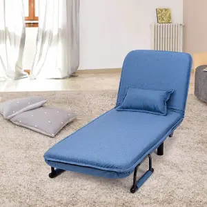 Costway Single Folding Sofa Bed Chair Modern Fabric Sleep Function Holder With Pillow